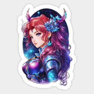 Lost in Stardust: Enigmatic AI Anime Character Art in Andromeda Sticker